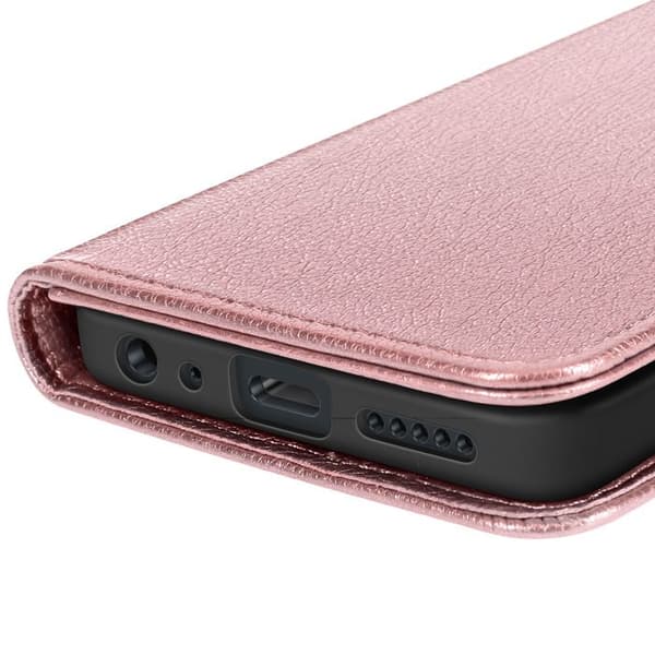 Plånboksfodral - AVIZAR - Redmi 15C - Skinnimitation Roséguld - Stödfunktion - Korthållare Ros