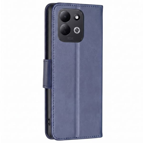 Folio-etui til Redmi 17 med patineret finish, med støtte og håndledsrem i natblå Blå