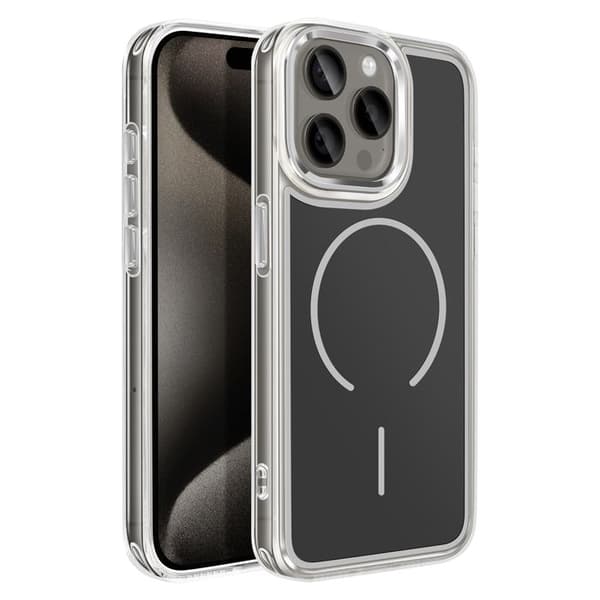 MagSafe-cover til iPhone 15 Pro Max Forstærket Hybrid Design Sort Svart