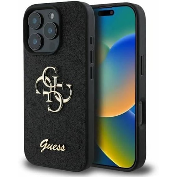 Coque - GUESS - iPhone 16 Pro Max - Glitter - Metall - Stötskydd och RepSkydd Svart