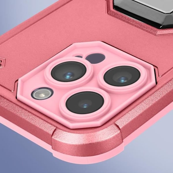 iPhone 14 Pro Shockproof Hybrid Cover med Magnetisk Ring Holder Pink Rosa