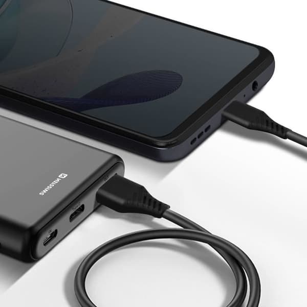 Nødstrømforsyning - Swissten - 5000mAh - USB 10W - Kompakt - Sort LED-lys Svart