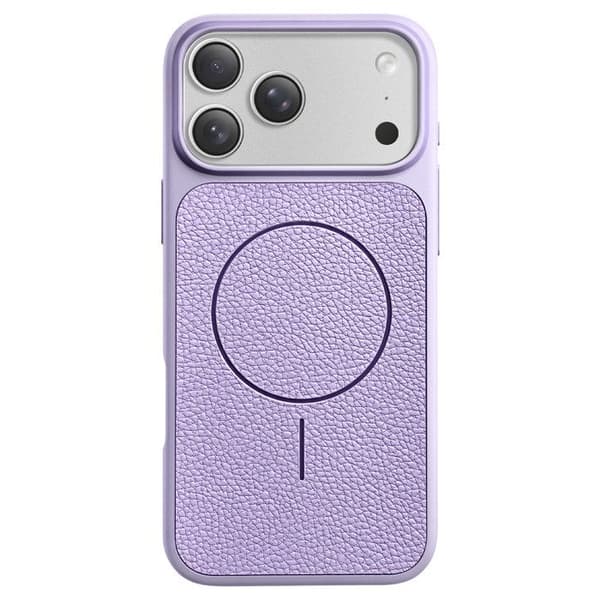 MagSafe-cover til iPhone 17 Pro Max, bi-materiale, stødabsorberende, lilla lædertekstur Violett