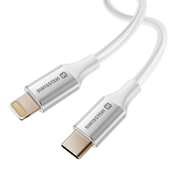 USB-C to Lightning Kestävä Ei-solmu Swissten Valkoinen Vit