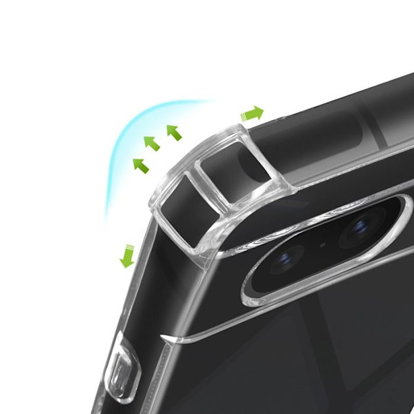 Stötsäker Skal - Mayaxess - Google Pixel 8 - Silikon Gel - Förstärkta Hörn - Genomskinlig Transparent