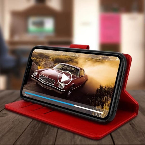Étui - AVIZAR - iPhone 11 - Helt Cover - Kortlomme - Støttefunktion Rød Röd