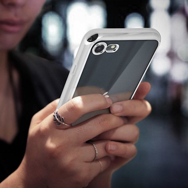 Coque iPhone SE 2022 / 2020 ja 8 / 7 Taipuisa Kromireunus Läpinäkyvä Takapinta Grå