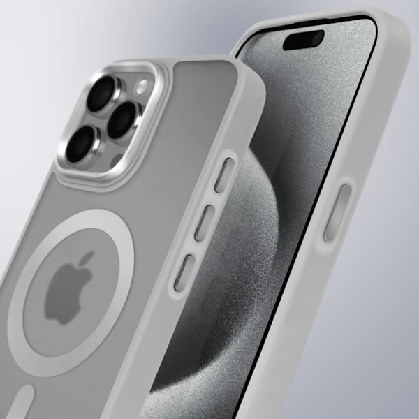 Coque MagSafe til iPhone 15 Pro Mat Frostet Bag Kontur Grå Grå