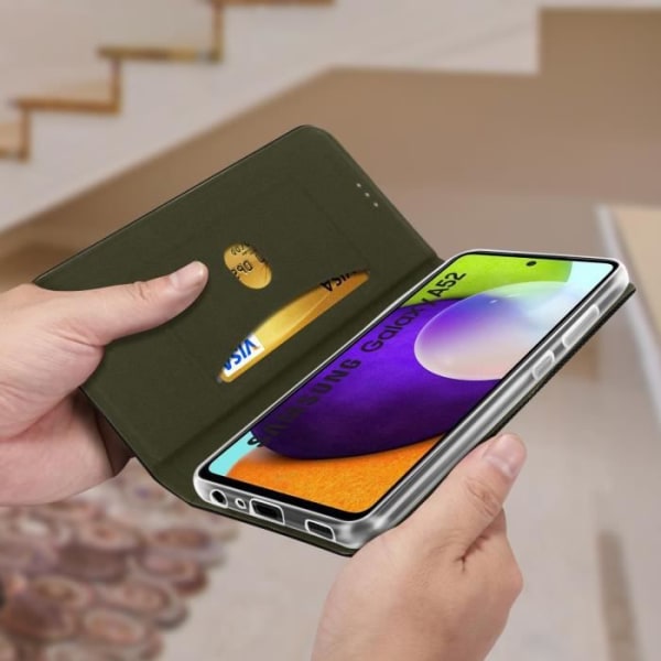 Hölster för Samsung A52 - Samsung - Soft-touch tyg - Videostöd - Kortfack - Svart Svart