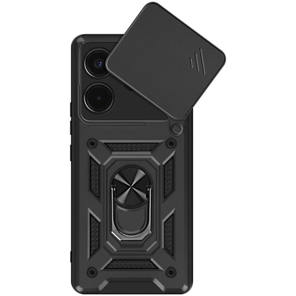 Coque til Xiaomi Redmi Note 14 4G Støtte Ring Beskyttelse Kamera Mayaxess Sort Svart