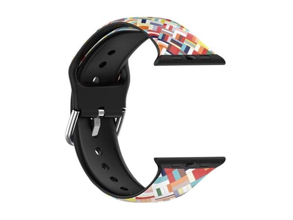 Armband för Apple Watch 38/40/41mm Patchwork i TPU Abstract Multikolor Svart