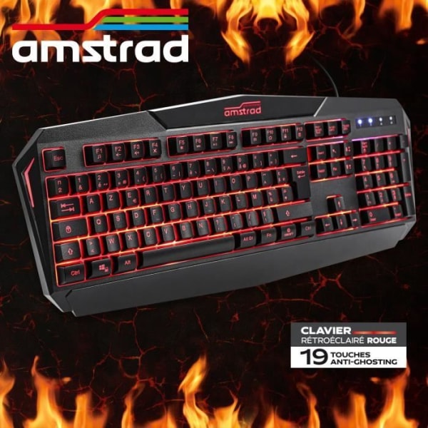 AMSTRAD REDEMPTION Pro Gamer Pack 5 kpl: Näppäimistö, hiiri ja matto, kuulokkeet ja sovitin. Punainen taustavalo. AZERTY & USB