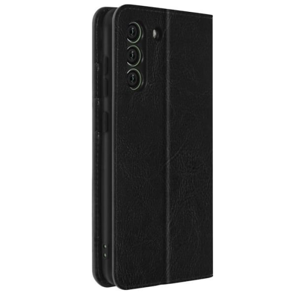 Galaxy S21 FE Folio Case Ægte læder kortholder Video Support - AVIZAR - Sort - Rigid - Flap - Unisex Svart