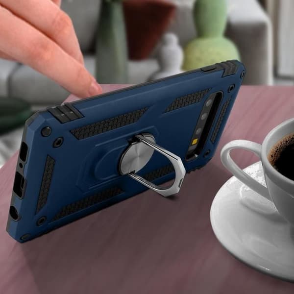 Coque - Galaxy S10 - Bi Rigide og Blød - Blå Nat - Stødabsorberende - Video Stativ Blå