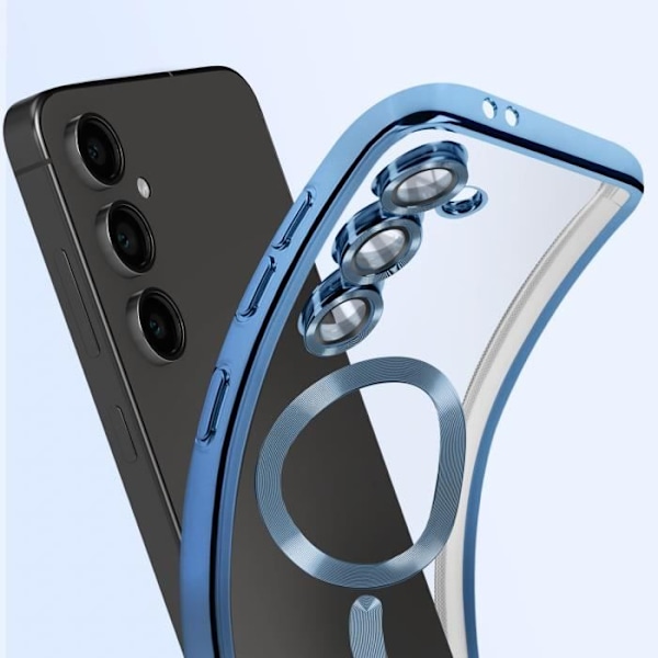 Coque MagSafe för Samsung Galaxy S24 FE Silikon Kontur Krom Blå Ljus Blå
