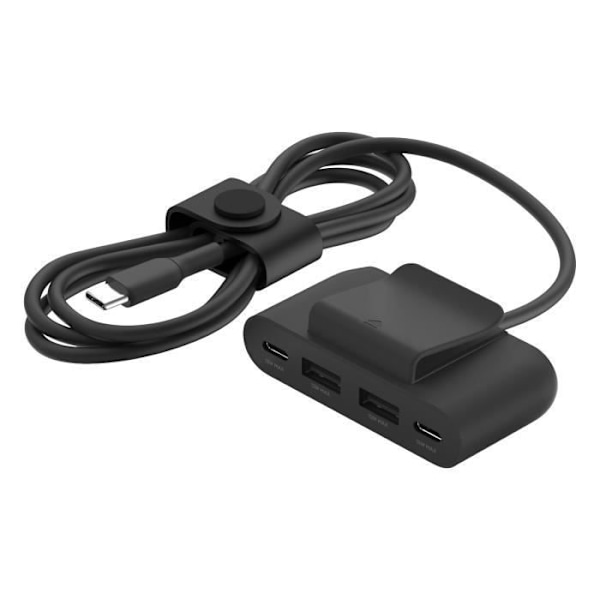 Hub för laddning USB C Multiports 2x USB C + 2x USB C-kabel 2m lång Belkin svart