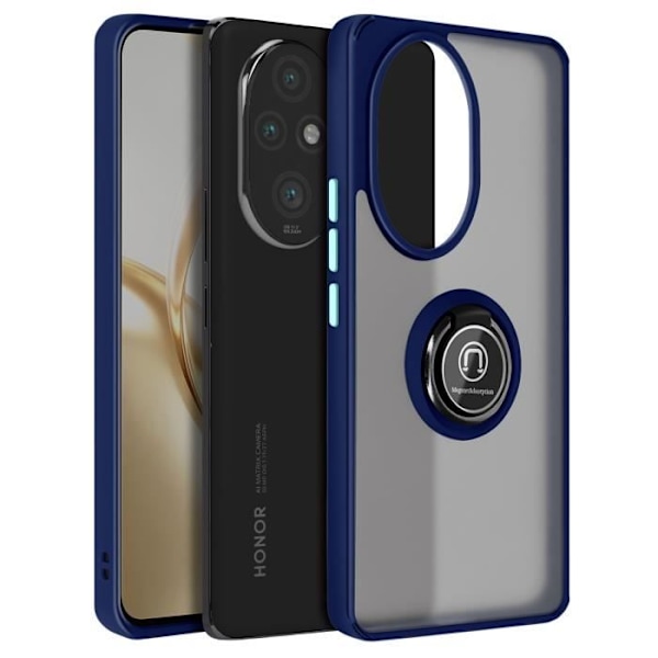 Coque för Honor 200 Pro med Metallring Video Support Mörkblå Blå