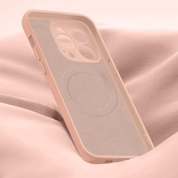 Suojakuori - Magsafe - iPhone 15 Pro Max - Pehmeä silikoni - Pölyruusu - Liukastumaton Puderrosa