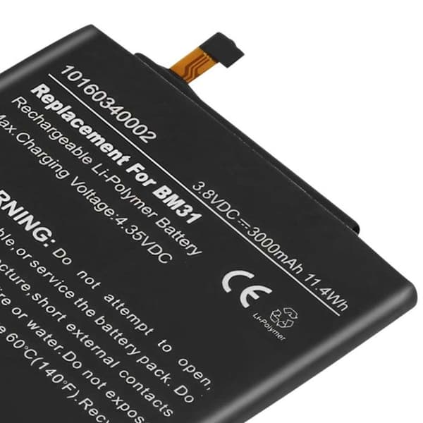 Batteri - AVIZAR - Xiaomi Mi 3 / Mi 3s - Li-polymer 3000mAh - 3.8V - Sort Sort