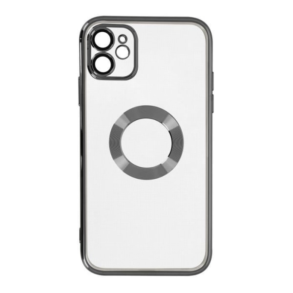 iPhone 11 Silikonfodral Camera Block Transparent skal Black Chrome Contour Transparent med svart kromram