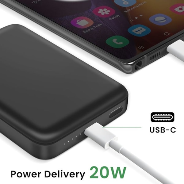 MagSafe 15W 10000mAh ulkoinen akku USB C 20W lähtö Akashi Musta Svart