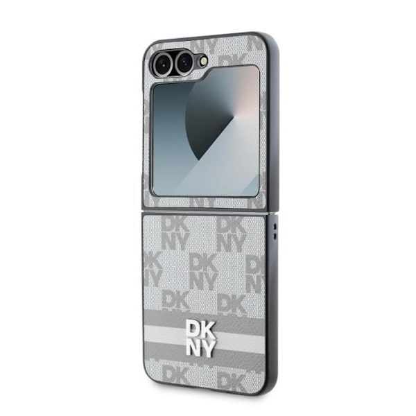 Coque - DKNY - Galaxy Z Flip6 - Elegant - Mønstre med tern og striber - Skridsikker Grå