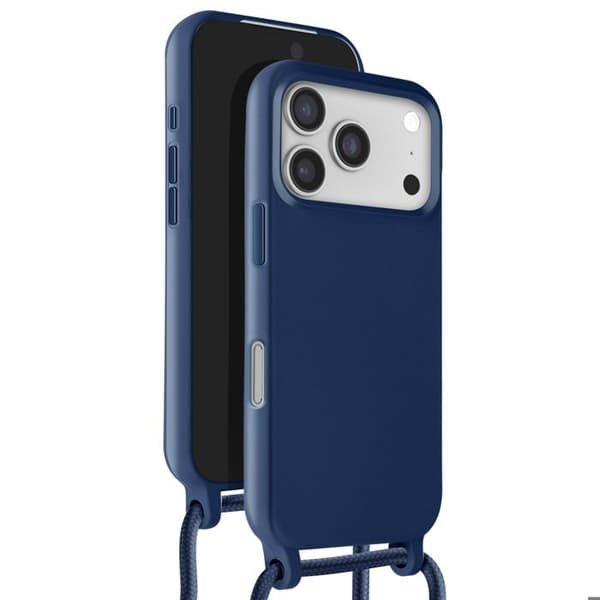 Cover - UNDERRETTE - iPhone 17 Pro - Silikone - Blød Berøring - Nakkebånd Blå Blå