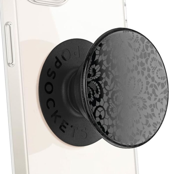 PopGrip Spot Gloss Lace Håndholdt Støtte Klæbende Popsockets Sort Svart
