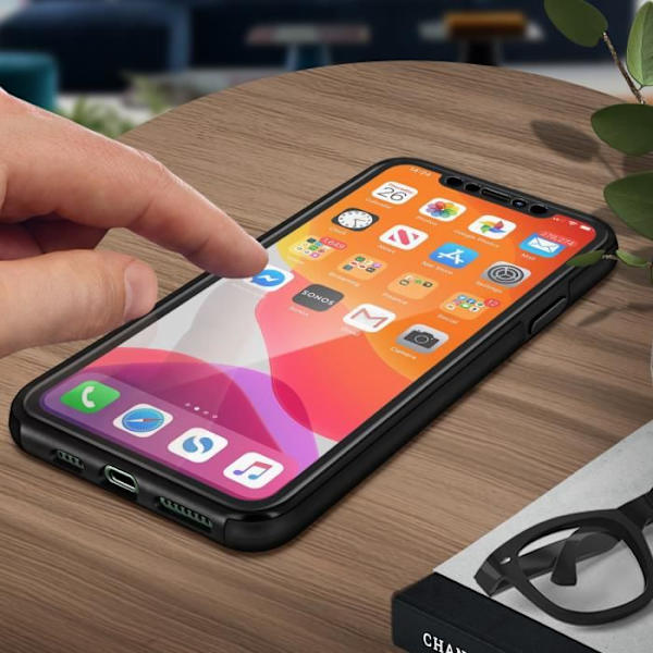 Coque - iPhone - 11 Pro Max - Heltäckande skydd - Hård och mjuk - Svart Svart