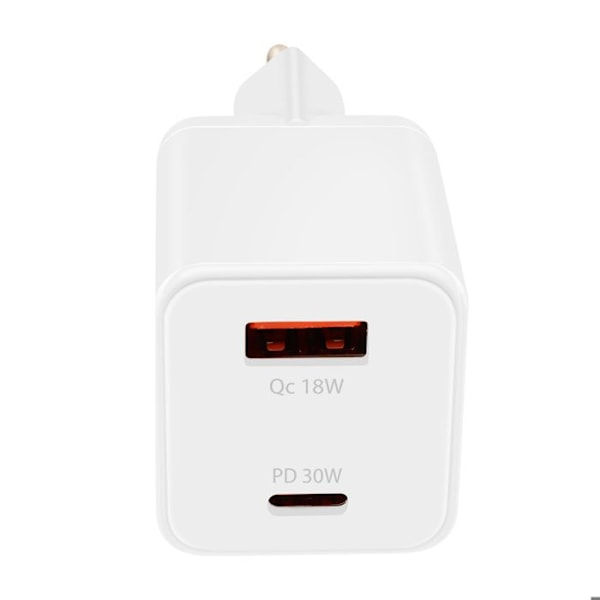 USB-C Power Delivery 30W + USB 18W Quick Charge 3.0 Kompakt LinQ Hvid Vit