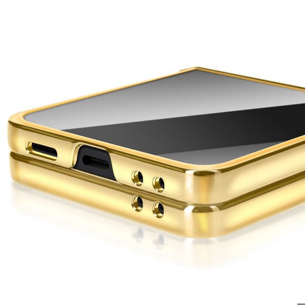 Fodral för Galaxy Z Flip 7 Kromad med Guld Hinge Skydd Gul