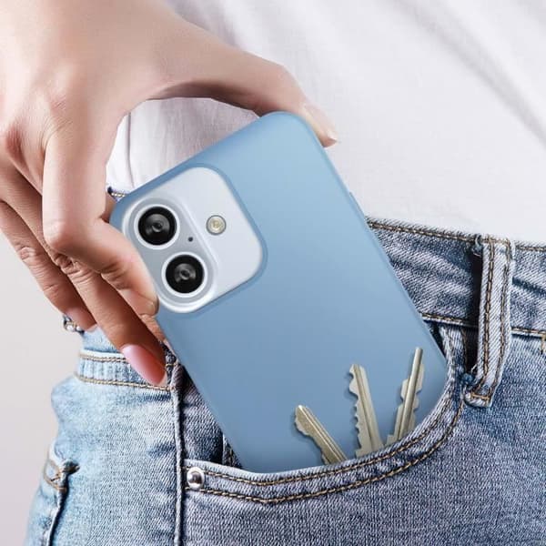 Cover til iPhone 16 Plus - AVIZAR - Semi-blød Soft-touch - Lyseblå - Stødbeskyttelse Blå