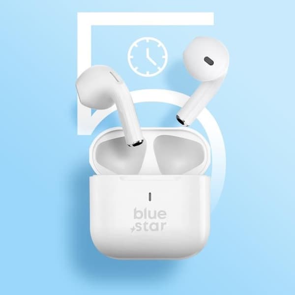 Bluetooth-hovedtelefoner Indbygget mikrofon Touch Controls Blue Star White Vit