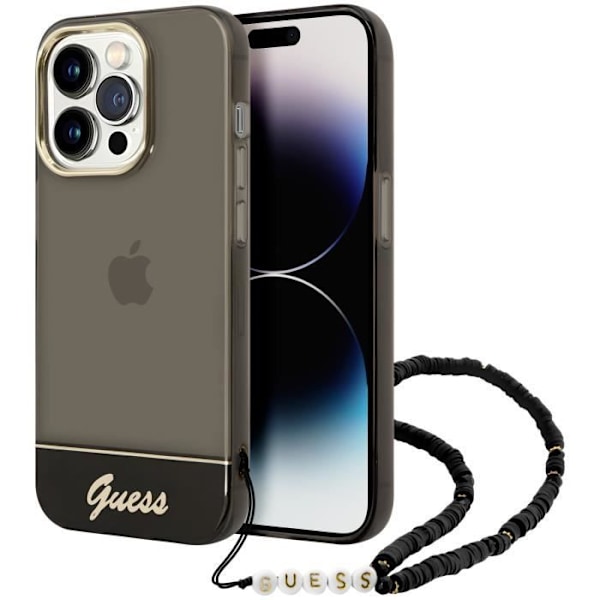 Coque til iPhone 14 Pro Design i Translucent med Smykker Perler Guess Sort Transparent Svart