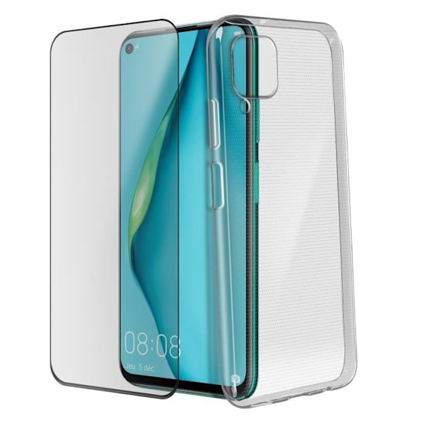 Kotelo ja suojakalvo - AVIZAR - Huawei P40 Lite - Jäykkä - 9H karkaistu lasi - Läpinäkyvä musta Klar svart