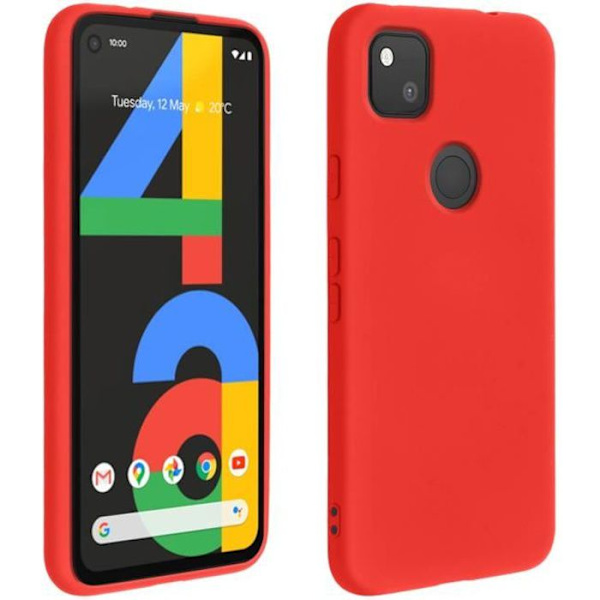 Beskyttelsesskal - AVIZAR - Google Pixel 4A - Semi-stiv silikone - Soft Touch finish - Rød Röd