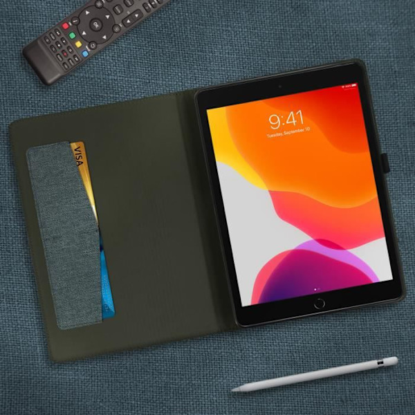 iPad-skal 2019 10.2 - AVIZAR - Ekoskinn - Praktiskt ställ - Kortförvaringar - Tunn design Grå