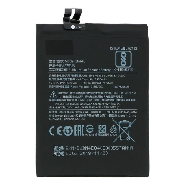 Pocophone F1 erstatningsbatteri - AVIZAR - BM4E - 3900 mAh - Sort Svart