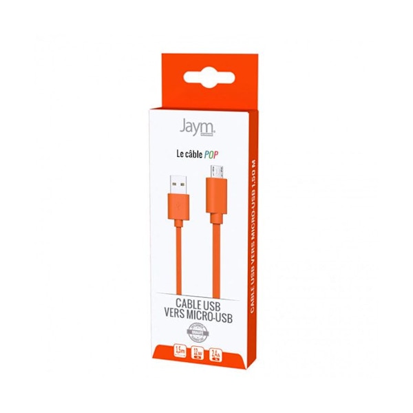 Micro-USB til USB-A 2,4A Opladning og Synchronisering Collection POP 1,5m Jaym Orange