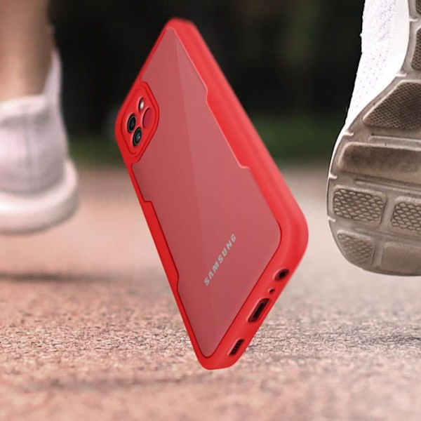 AVIZAR helfodral till Samsung Galaxy A03 - Plexiglas bak, polymer fram - Röd Röd