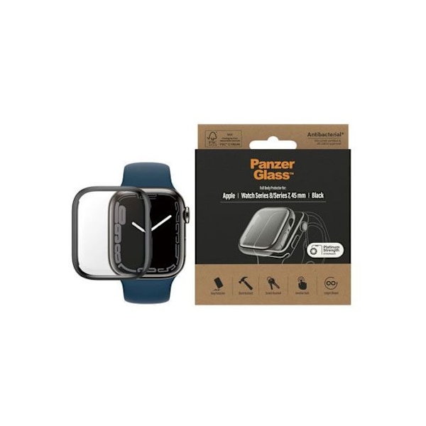 PanzerGlass Full Body Apple Watch 7 (44 mm) Sort Antibakt. - 3664 musta