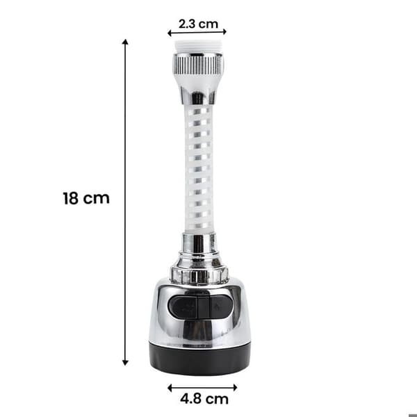 Vandhane diffuser - AVIZAR - 360° roterende - Rustfrit stål - Justerbart stråle - Vandbesparelse Grå