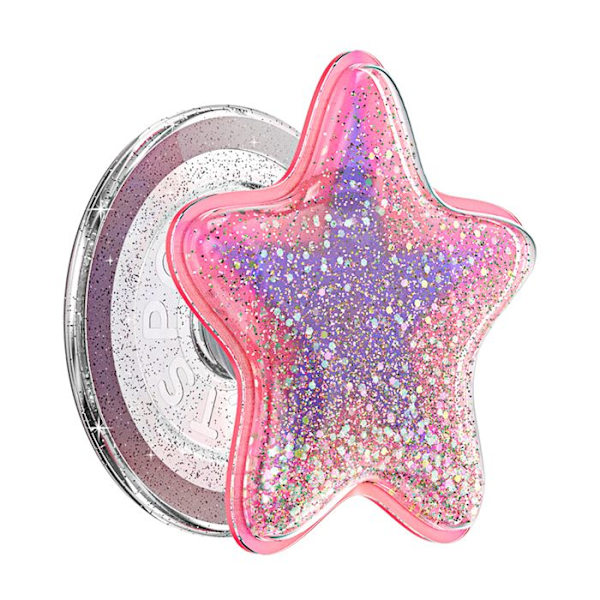 Support Smartphone PopGrip Premium MagSafe Glitrende Stjerne PopSockets Rosa Ros