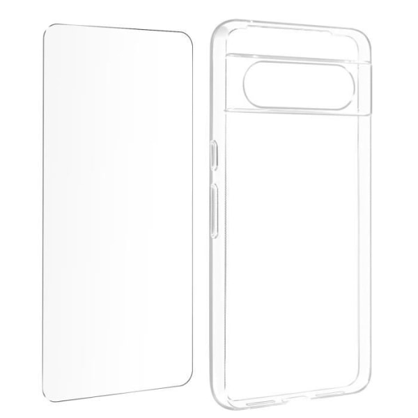 Etui til Google Pixel 8 Silikone Gel og hærdet glas 9H Transparent Transparent