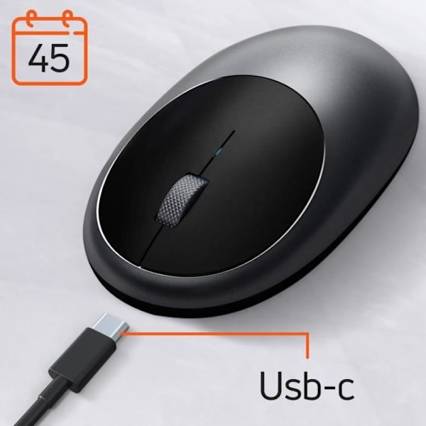 Bluetooth-mus Ergonomisk design Uppladdningsbar USB-C M1 Satechi Space Grey Grå