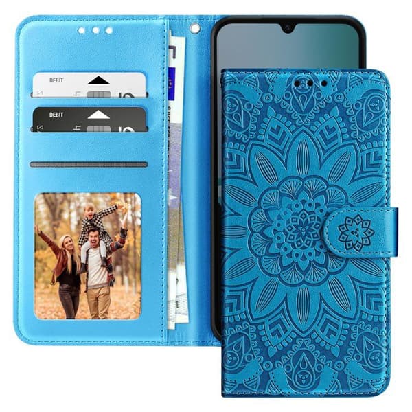 Etui Wallet til Redmi 15C Mandala Mønster med Kortholder Blå Blå