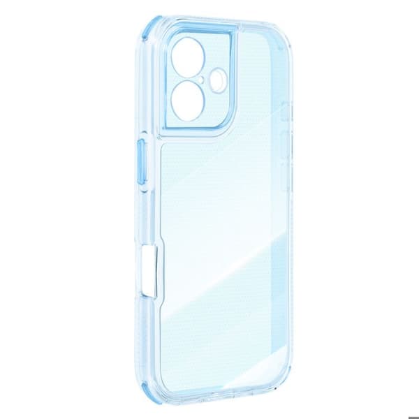 Skydd för iPhone 16 Förstärkt Bi-Material Design Texturerad Halkfri Ljusblå Blå