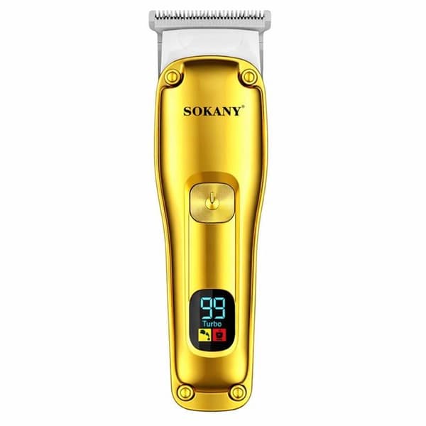 Trådlös hår- och skäggtrimmer - SOKANY - Modell SOKANY - LED-skärm - Precisionblad - Vit/Guld Vitt guld