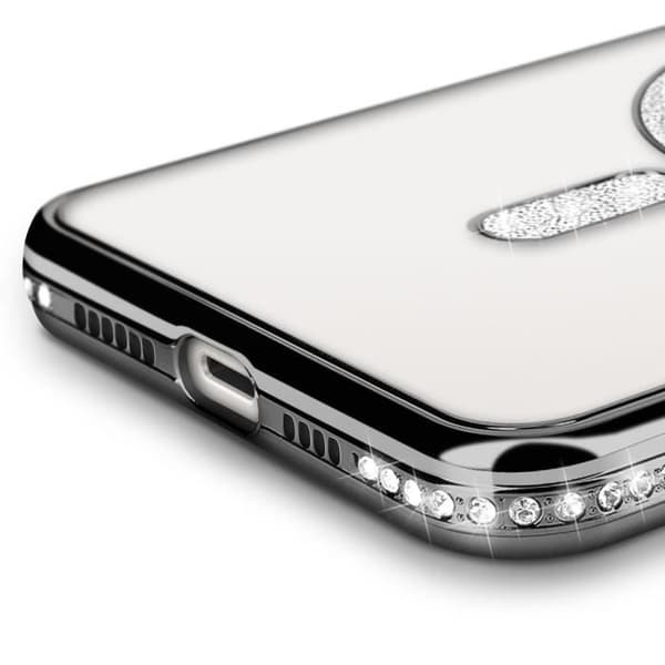 Coque - Diamant - iPhone 14 Plus - Sort Rhinsten - Hårdfør - Kompatibel med MagSafe Svart