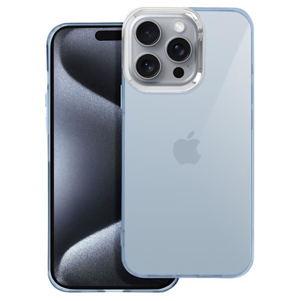 Fodral för iPhone 16 Pro Soft Smoked Design Camera Contour Metallic Blekblå Blå